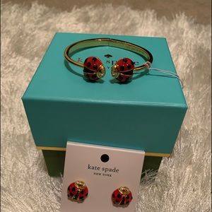 Authentic Kate Spade ladybug studs and bracelet